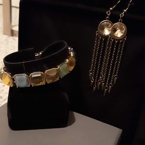 Retro Citrine Earring and Bracelet Set